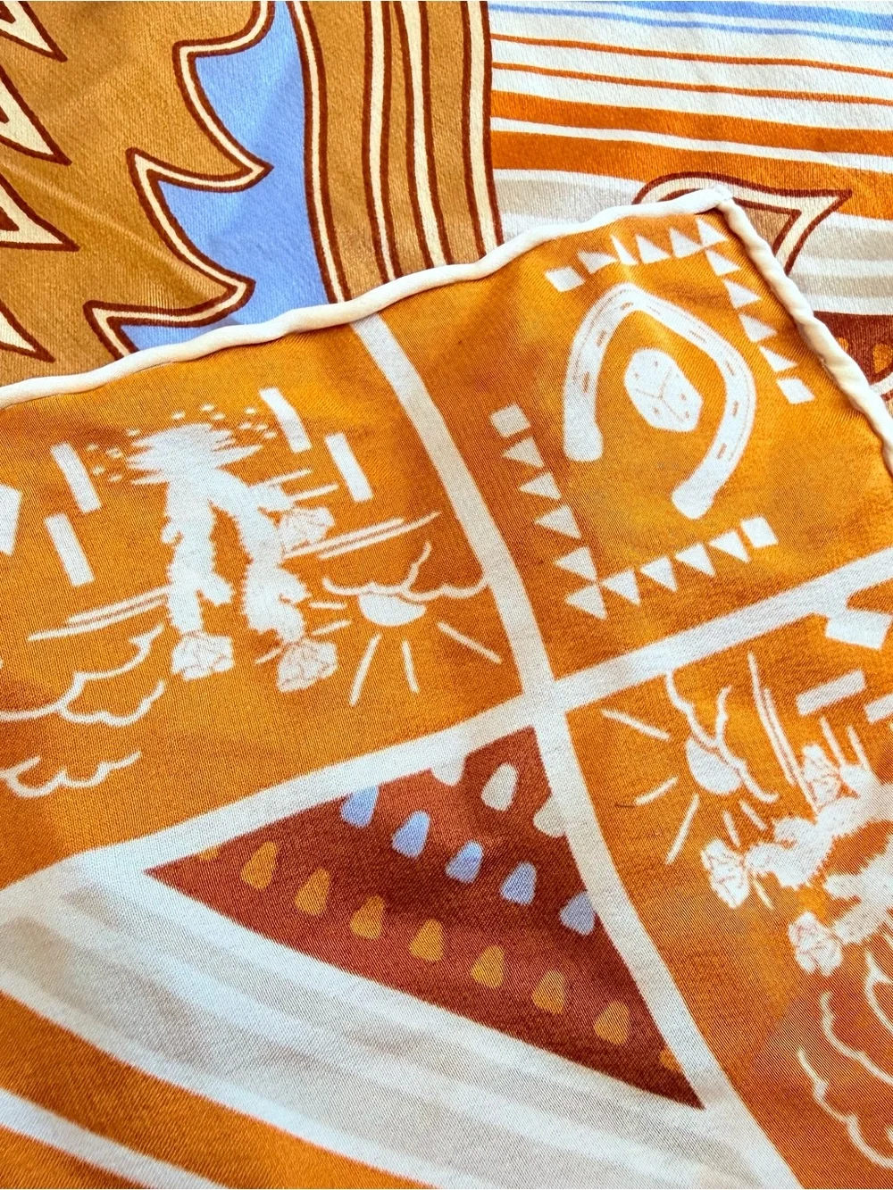 100% Silk Southwest Wild Rag Cowboy Hand Stitched Scarf Lightning Bolt Horse